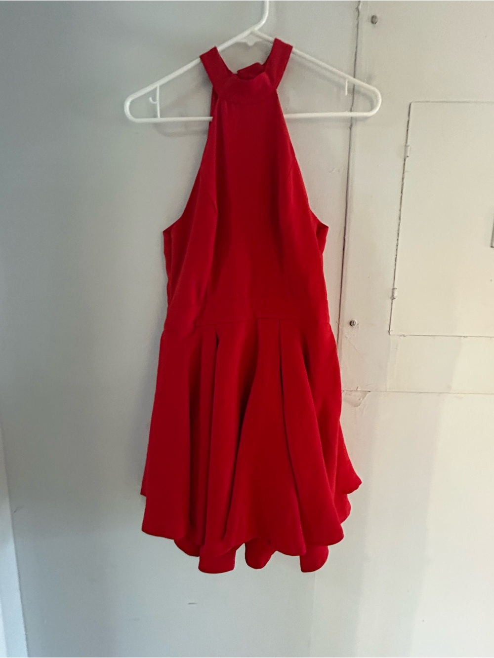 tea & cup Vibrant Red Halter Fit-and-Flare Mini Dress